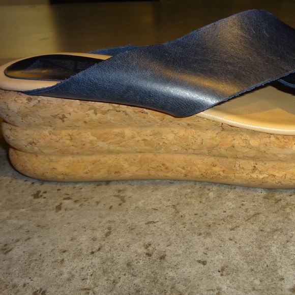 Andre Assous Blue Brook Sandals Leather & Cork 8 - Picture 7 of 8